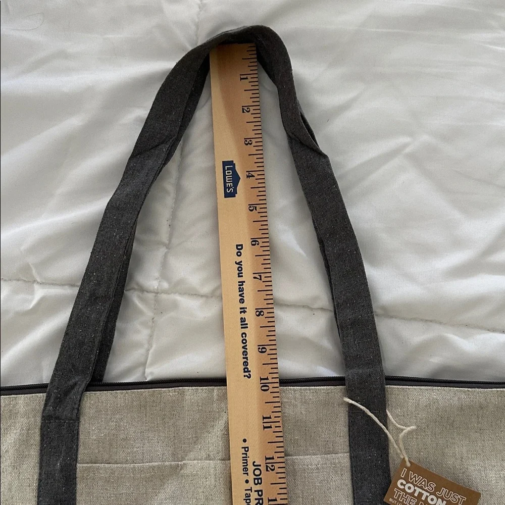 BMW NWT Beige and Black Canvas Tote with Logo